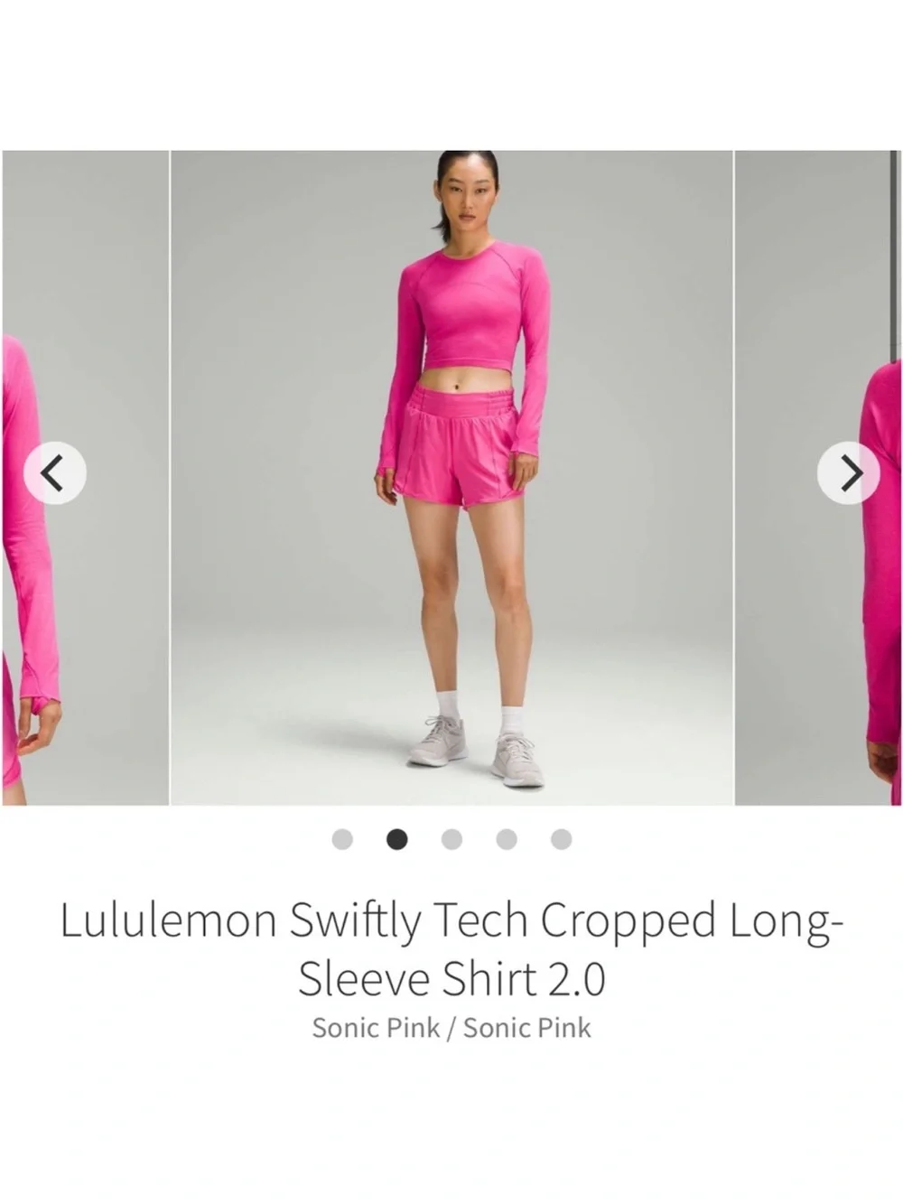 Lululemon Swiftly Tech cropped Long Sleeve Shirt 2.0 Sonic Pink Sz 2